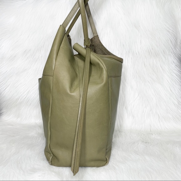 SOLD-HOBO Slouchy Olive Green Leather Hobo Large Shoulder Bag - Picture 4 of 9